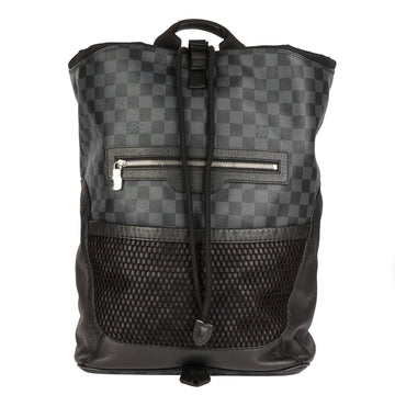 Louis Vuitton Damier Cobalt Coated Canvas, Black Calfskin Leather & Black Nylon Matchpoint Backpack