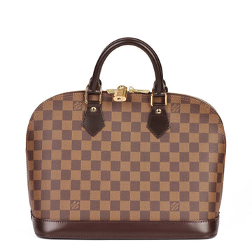Louis Vuitton Damier Ebene Coated Canvas & Brown Calfskin Leather Alma PM Tote