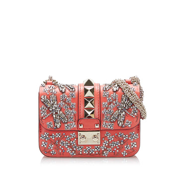 Valentino Embellished Small Glam Lock Shoulder Bag