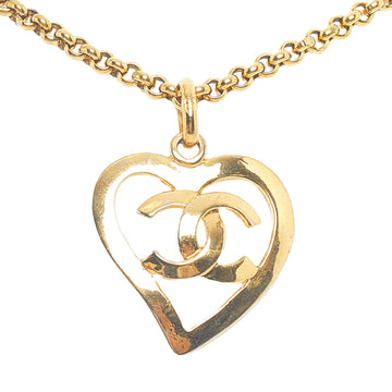 CHANEL CC Heart Pendant Necklace Costume Necklace