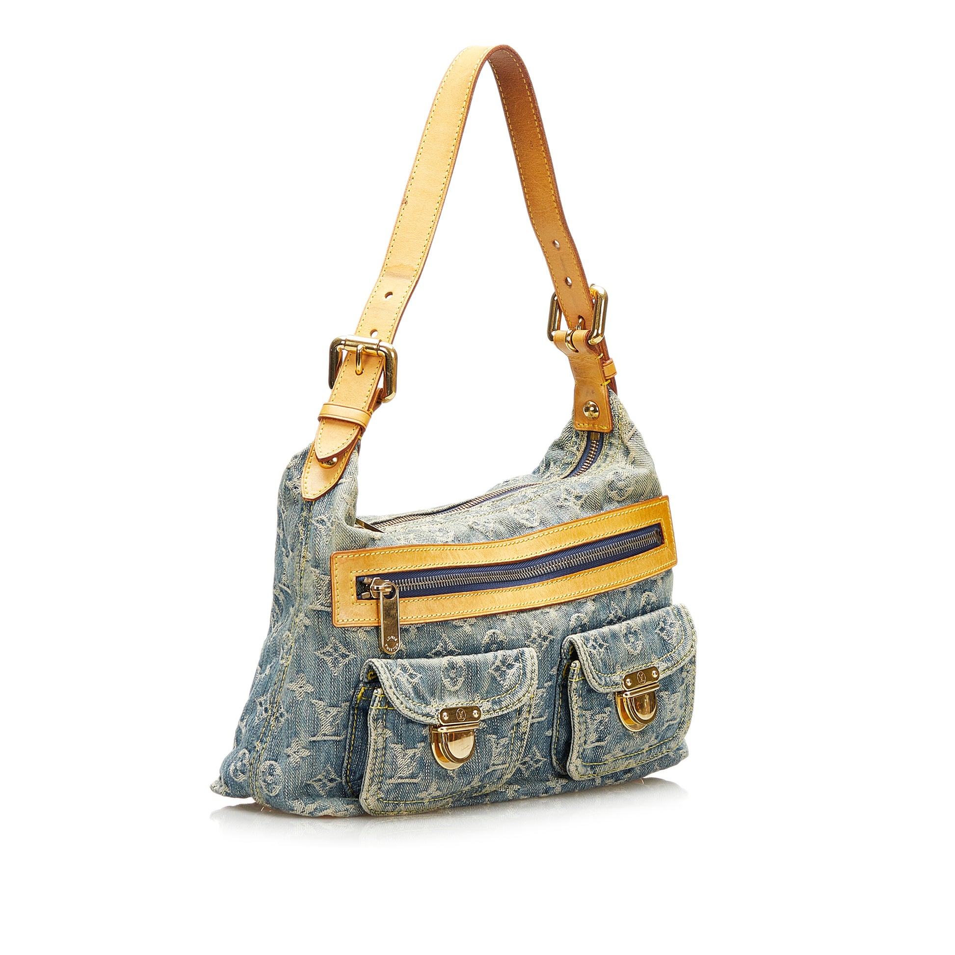 Louis Vuitton, Bags, Auth Louis Vuitton Monogram Denim Baggy Pm M9549  Womens Shoulder Bag Blue