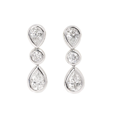 Tiffany & Co Pear & Round Drop Earrings
