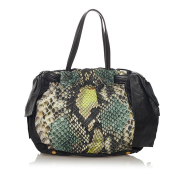 Prada Bow Python Print Leather Satchel