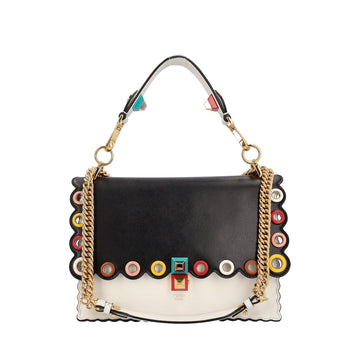 FENDI Leather Kan I Bag Black/White