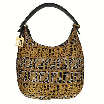 FENDI Hobo handbag in animalier canvas