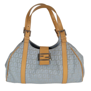 FENDI Hobo shoulder bag in light blue Zucchino canvas