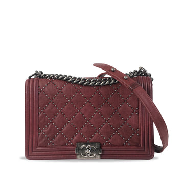 CHANEL Large Studded Boy Crossbody Bag