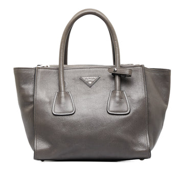 PRADA City Calf Double Zip Tote Satchel