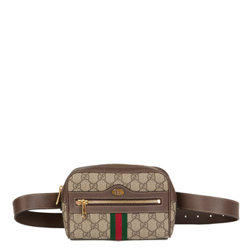 Gucci GG Supreme Canvas & Brown Pigskin Leather Web Small Orphidia Belt Bag Crossbody