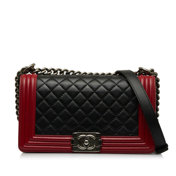 CHANEL Medium Lambskin Boy Bicolor Flap Bag