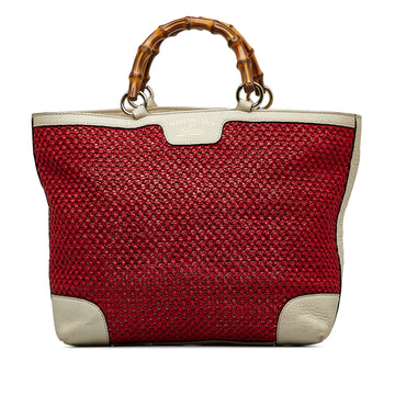 GUCCI Medium Raffia Bamboo Shopper Tote Tote Bag