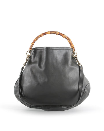 PRADA Black Cervo Leather Dual Drawstring Sound Lock Satchel