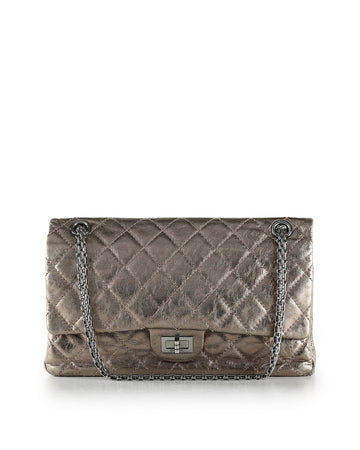 CHANEL Bronze Quilted Leather Reissue 227 Double Flap Shoulder Bag