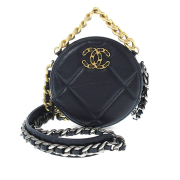 CHANEL 19 Round Lambskin Clutch With Chain Satchel