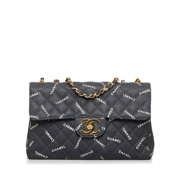 CHANEL Maxi Logo Printed CC Matelasse Flap Bag