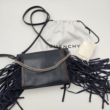 GIVENCHY Givenchy Givenchy shoulder bag in blue leather with fringes