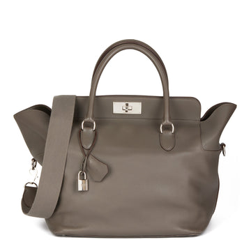 Hermes Graphite Swift Leather Toolbox 33 Shoulder Bag