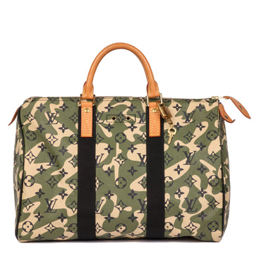 Louis Vuitton Green Monogramouflage Coated Canvas & Vachetta Leather Murakami Speedy 35 Tote