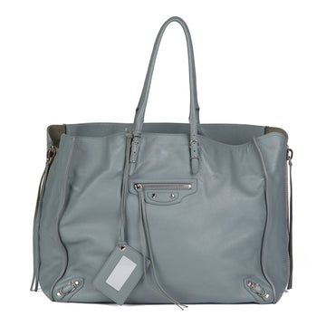 Balenciaga Gris Glace Lambskin Zip Around Papier A4 Tote Shopper