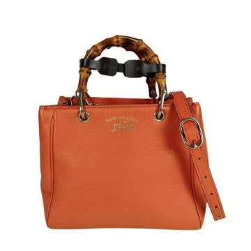 GUCCI Bamboo soft mini shoulder bag in orange leather