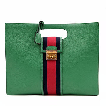 GUCCI maxi tote bag in green leather web line