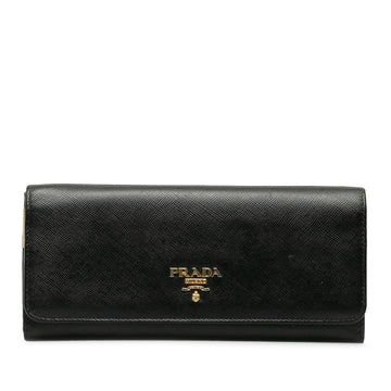 PRADA Saffiano Lux Continental Wallet Long Wallets