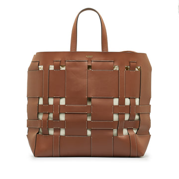 BURBERRY Foster Woven Leather Tote Tote Bag