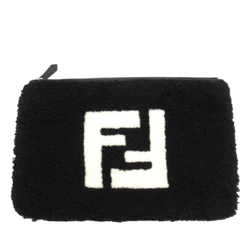 FENDI Shearling Logo Clutch Clutch Bag