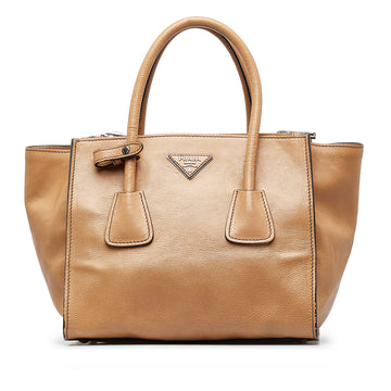 PRADA City Calf Double Zip Tote Tote Bag