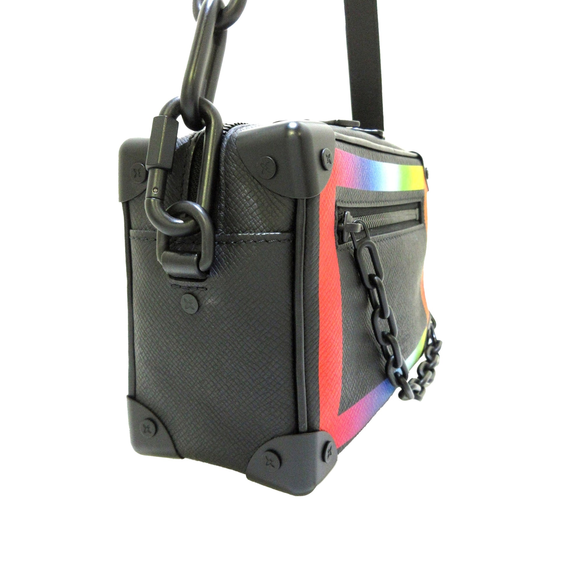 Louis Vuitton Soft Trunk Bag Rainbow Taiga Leather Mini Black