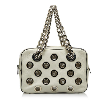 PRADA City Fori Perforated Leather Handbag