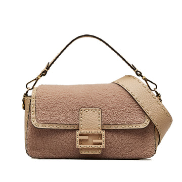 FENDI Shearling Selleria Baguette