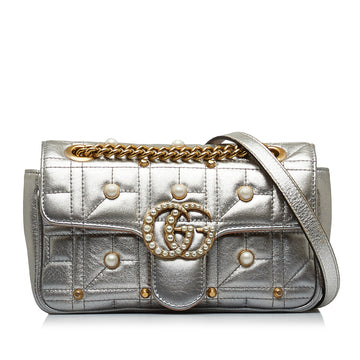 GUCCI Mini GG Marmont Matelasse Pearl Crossbody Bag