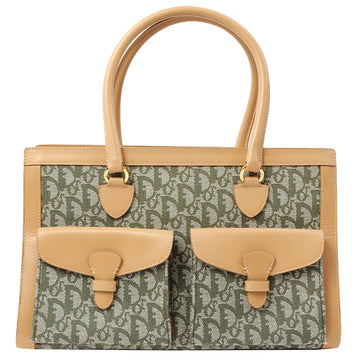 DIOR Trotter Pattern Logo Plate Tote Bag Green/Beige