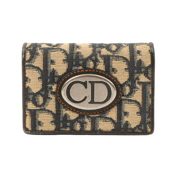 DIOR Trotter Pattern Logo Plate Card Case Navy