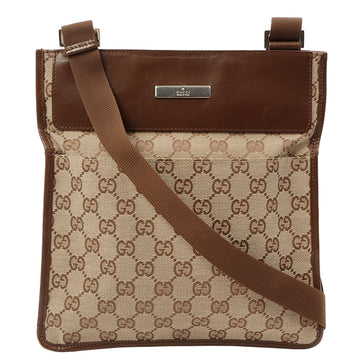 Gucci Campus Gg Pattern Logo Plate Shoulder Bag Brown