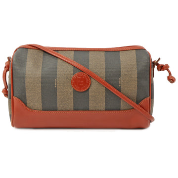 Fendi Striped Pattern Logo Embossed Shoulder Bag Brown