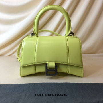 Balenciaga Lime Calfskin Hourglass 2Ways Handbag XS Sku# 62871