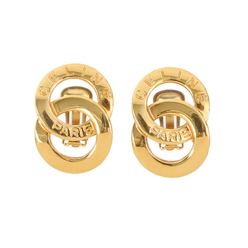 Celine Double Circle Logo Plate Earrings