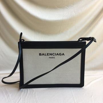 Balenciaga Navy Pochette Canvas and Leather Small Sku# 55866