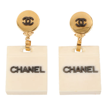 Chanel Cc Mark Shopping Bag Motif Swing Earring White