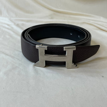 Hermes Brown Black Silver H Belt Sku# 48438