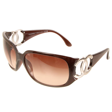 CHANEL Side Cc Mark Plate Sunglasses Brown