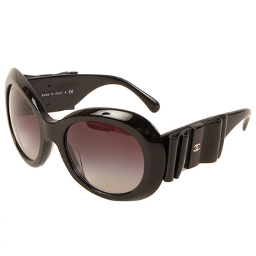 CHANEL Side Cc Mark Ribbon Sunglasses Black