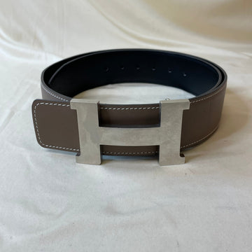 Hermes Grey Black Silver H Belt Sku# 51348