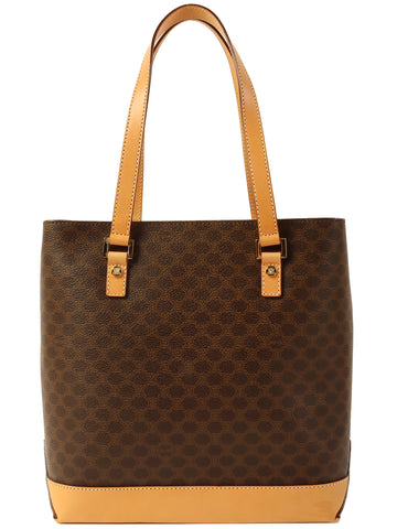 CELINE Macadam Pattern Macadam Plate Top Handle Bag Brown