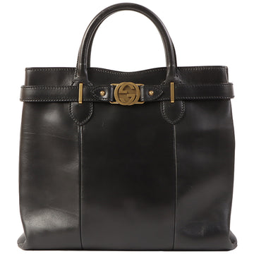 Gucci Interlocking G Plate Tote Bag Black