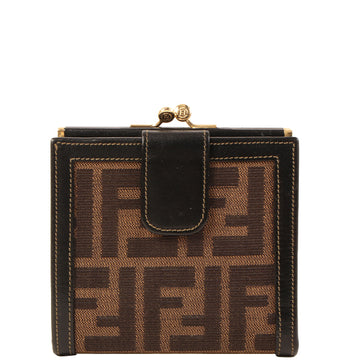 FENDI Ff Pattern Metal Clasp Wallet Brown/Black