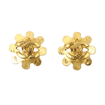 Chanel Flower Motif Cutout Cc Mark Earrings