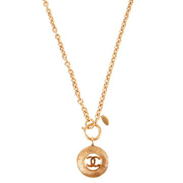 CHANEL Round Cutout Cc Mark Necklace